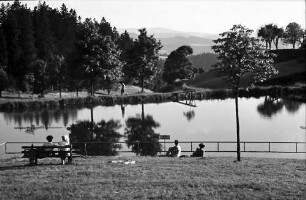 St. Märgen: Strandbad; Vordergrund Wiese