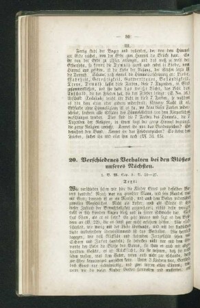 20. Verschiedenes Verhalten bei den Blößen unseres Nächsten.