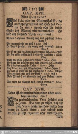 Cap. XVIII. Was ist ein wiederkehrender oder wiedertretender Vers?
