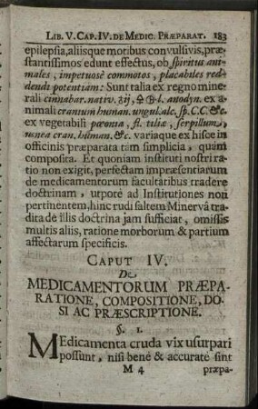 Caput IV. De Medicamentorum Praeparatione, Compositione, Dosi Ac Praescriptione