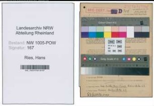 Entnazifizierung Hans Ries , geb. 26.02.1922 (Schlosser)