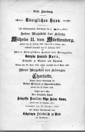 Königshaus Württemberg