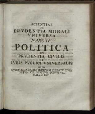 Pars IV. Politica