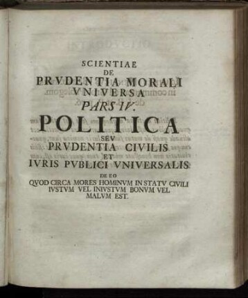 Pars IV. Politica