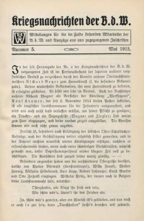 5.1915: Kriegsnachrichten der B. d. W