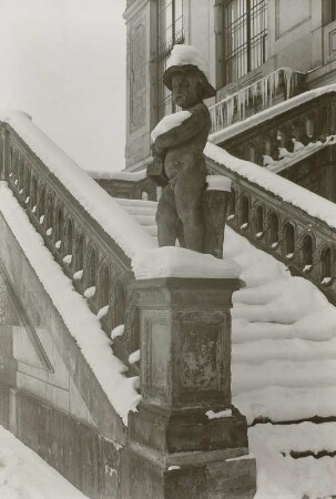 Englische Treppe, linker Aufgang mit Putto : Dresden, Johanneum, Englische Treppe, linker Aufgang mit Putto