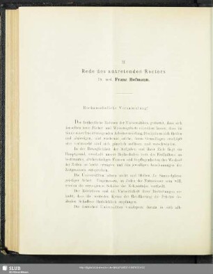 II. Rede des antretenden Rectors Dr. med. Franz Hofmann : Die Quellen und die Ausbreitung der Volkshygiene