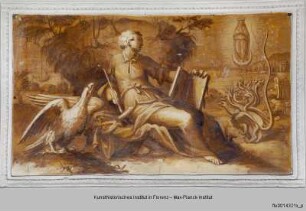 Freskenzyklus mit biblischen Darstellungen und Stilleben : Der Heilige Johannes schreibt das Evangelium