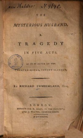 The Mysterious Husband : A Tragedy in five acts