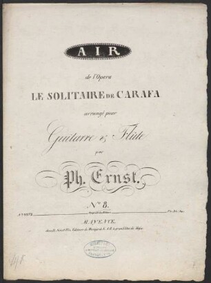 Air de l'opéra Le solitaire : No. 8