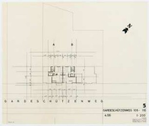 Wohnhäuser Gardeschützenweg 108-110, Berlin-Lichterfelde: Grundriss 4. Obergeschoss 1:200