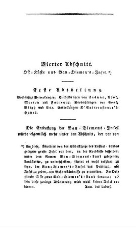Vierter Abschnitt: Ost-Küste mit Van-Diemen's-Land.