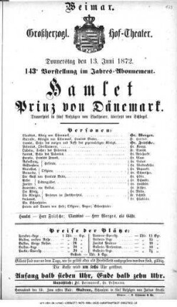 Hamlet Prinz von Dänemark