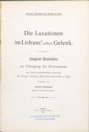 Die Luxationen im Lisfranc'schen Gelenk