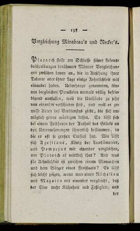 Vergleichung Mirabeau´s und Necker´s.