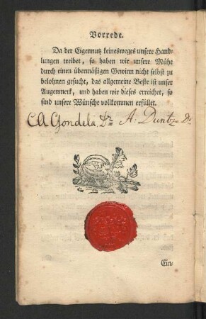 [Mutmaßliche Verfasser: Gondela, Christian Adam; Duntze, Arnold.]