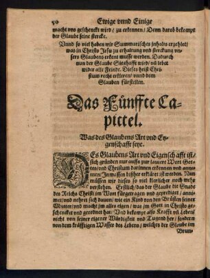 Das Fünffte Capittel. Was des Glaubens Art und Eygenschafft seye.