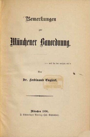 Bemerkungen zur Münchener Bauordnung