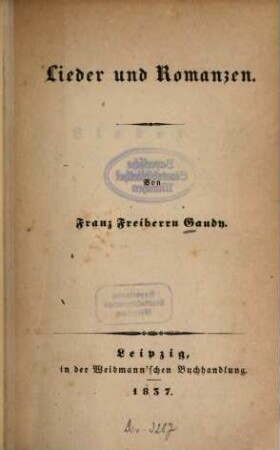 Lieder und Romanzen