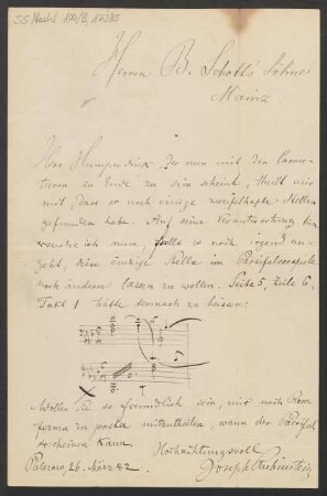 Brief an B. Schott's Söhne : 26.03.1882