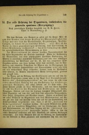 ¬Der¬ erste Ursprung der Organismen, insbesondere die generatio spontanea (Urerzeugung) : nach zuverlässigen Quellen dargestellt