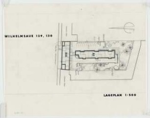 Wohnhäuser Wilhelmsaue 129/130/130 A-C, Berlin-Wilmersdorf: Lageplan 1:500