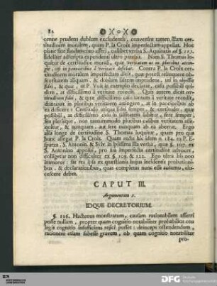 Caput III. Argumentum 2. Idque Decretorium.