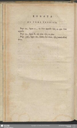Errata Du Tome Premier