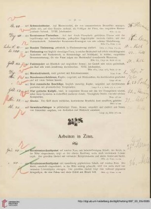 Arbeiten in Zinn, Arbeiten in Eisen und Stahl (Nr. 449-482)