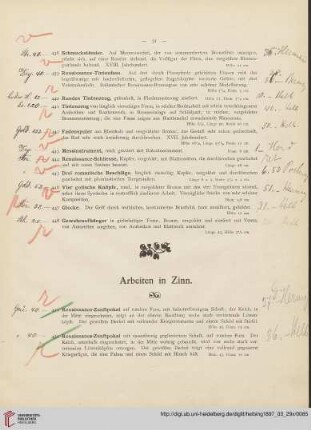 Arbeiten in Zinn, Arbeiten in Eisen und Stahl (Nr. 449-482)