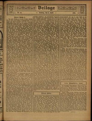 Zweite Ausgabe vom Sonntag, den 03. April 1921.