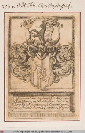 Wappen des Grafen Johannes Christoph von Oedt