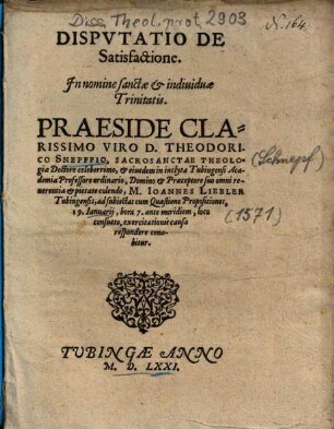 Disputatio De Satisfactione