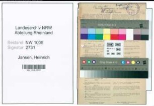 Entnazifizierung Heinrich Jansen , geb. 22.08.1895 (Eisenbahner)