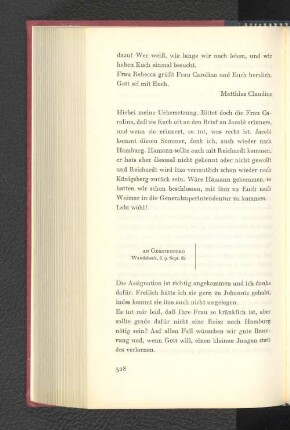 An Gerstenberg Wandsbeck, den 9. September 1782