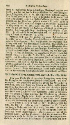 B. Ueberblick über die neuere Agrarische Gesetzgebung