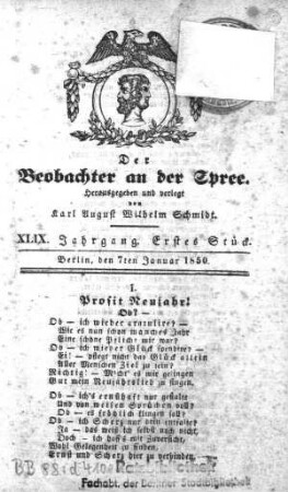 1. Stueck, 7. Januar 1850