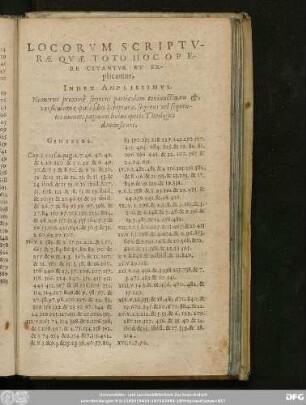 Locorum Scripturae Quae Toto Hoc Opere Citantur Et Explicantur, Index Amplissimus.