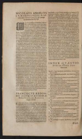 Index Quaestionum In Opere Tractatarum