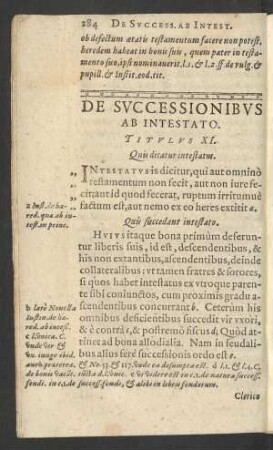 De Successionibus Ab Intestato. Titulus XI.