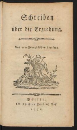 Schreiben über die Erziehung : Aus dem Französischen übersetzt