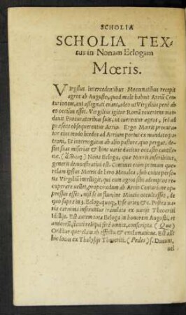 Scholia Textus In Nonam Eclogam Moeris.