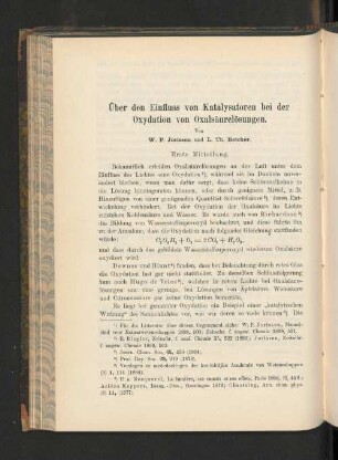 Über den Einfluss von Katalysatoren bei der Oxydation von Oxalsäurelösungen