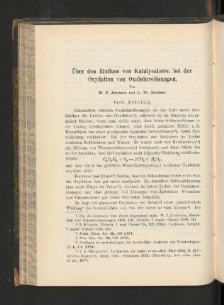 Über den Einfluss von Katalysatoren bei der Oxydation von Oxalsäurelösungen