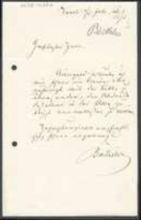 Brief von Johann Otto Böckeler an Unbekannt