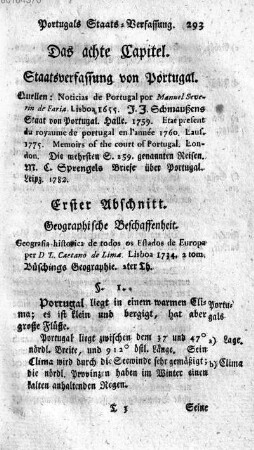 Das achte Capitel. Staatsverfassung von Portugal