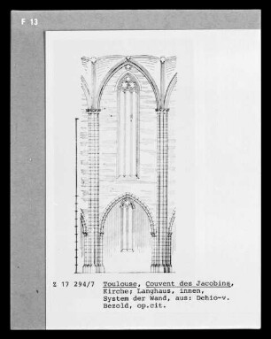Toulouse, Aufriss des Wandsystems der Klosterkirche der Jakobiner