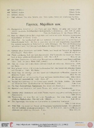 Fayence, Majoliken usw. (Nr. 152-234)