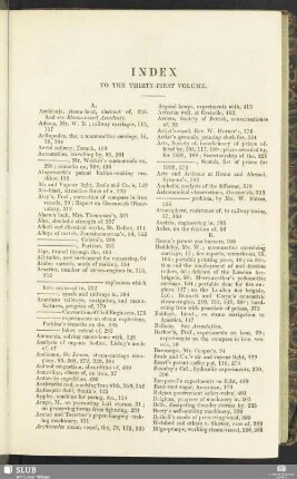 Index to the thirty-first volume