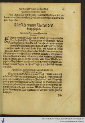 Für Röte und Flecken des Angesichts.
